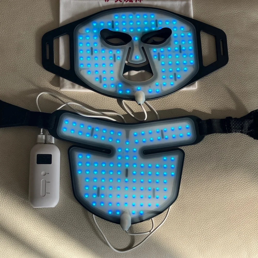 Black LED Facial & Jawline Therapy Mask with Controller